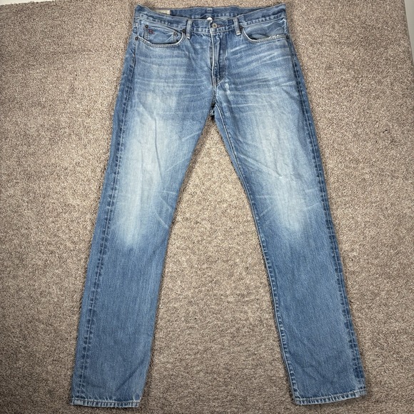 Vintage Polo Ralph Lauren Jeans Mens 34x33 Blue Straight Denim Made In USA - Picture 1 of 11